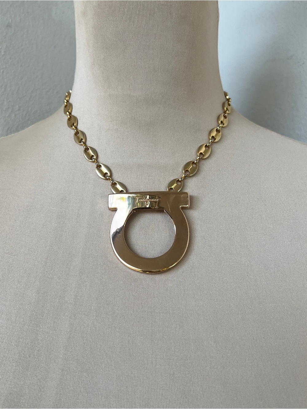 Vintage Ferragamo x Junk You! Rescued Gancini Gucci Link Statement Necklace 16”
